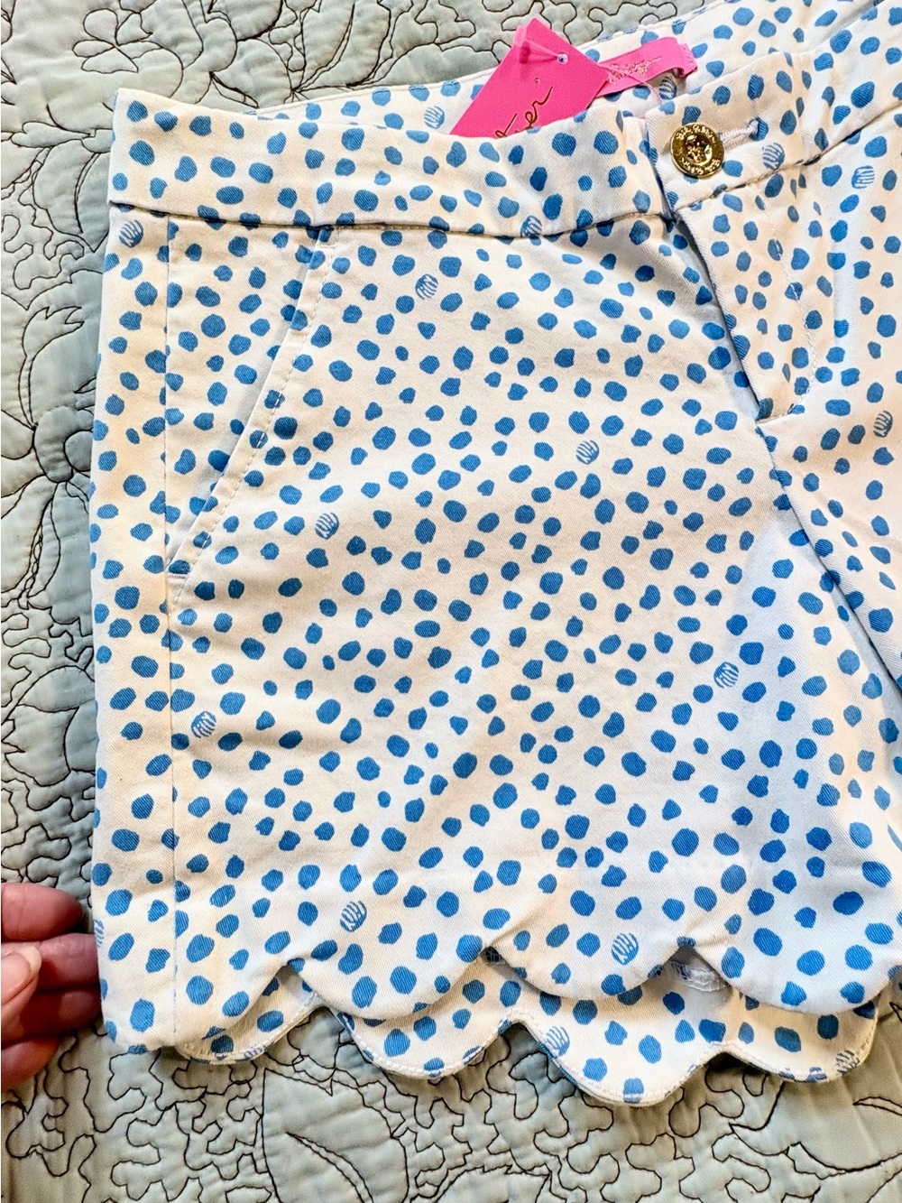 NWT Lilly Pulitzer Buttercup Stretch Shorts Zanzibar Blue Inverse Scalloped~4🧡 - Picture 6 of 11